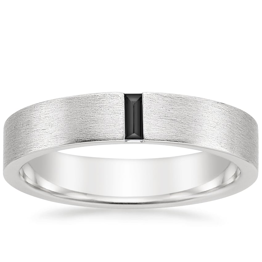 Apollo Black Diamond 4.5mm Wedding Ring Platinum Wedding Band