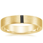 Apollo Black Diamond 4.5mm Wedding Ring Yellow Gold 18k Wedding Band