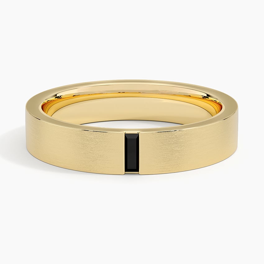 Apollo Black Diamond 4.5mm Wedding Ring Yellow Gold 18k Wedding Band