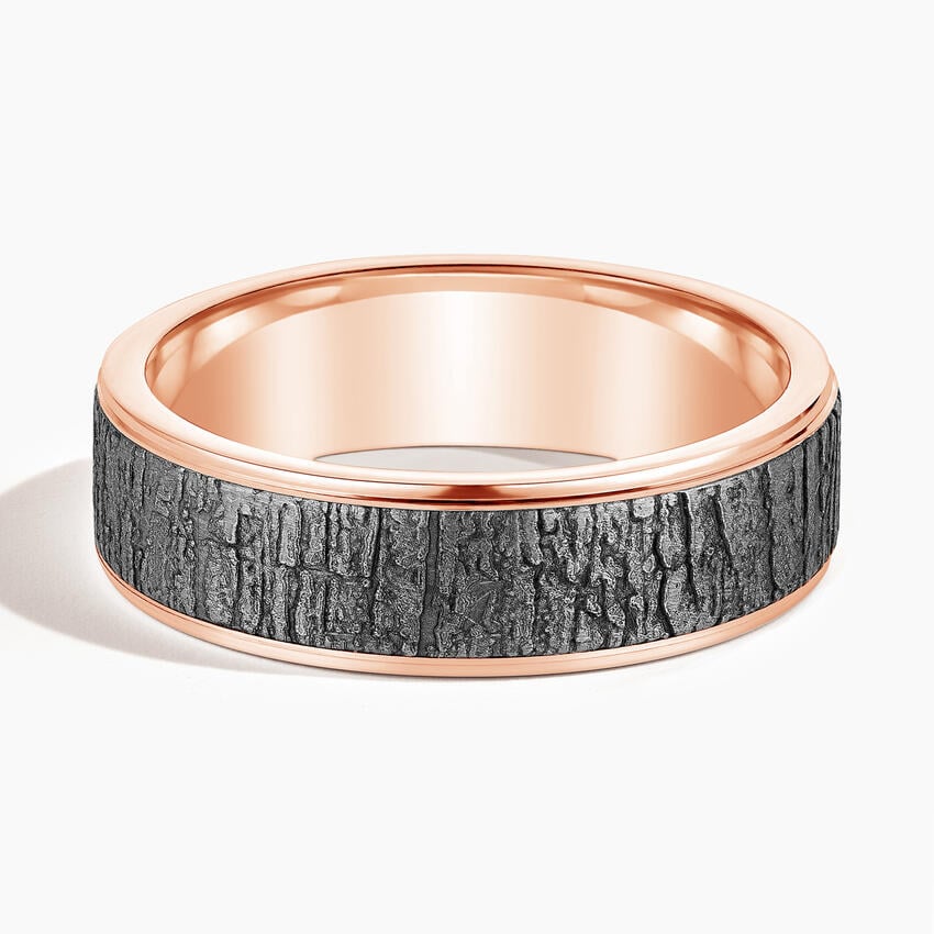 Alder 6.5mm Black Wedding Ring Rose Gold 18k Wedding Band