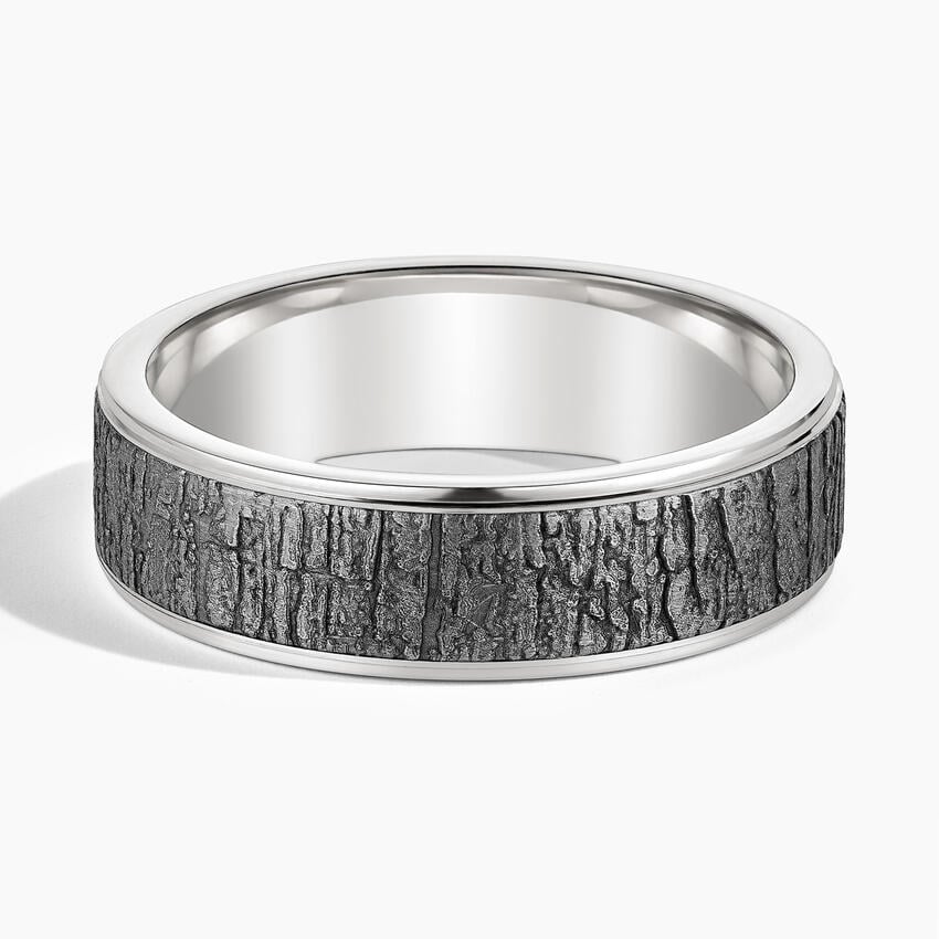 Alder 6.5mm Black Wedding Ring White Gold 18k Wedding Band