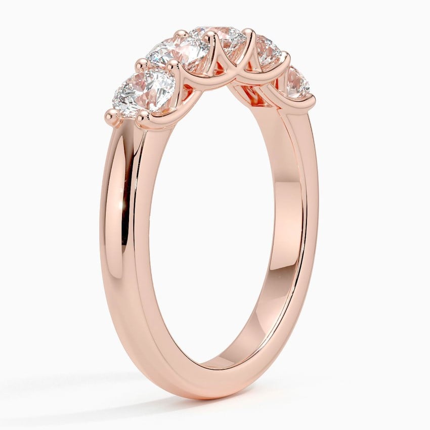 Five Stone Trellis Diamond Ring (1 ct. tw.) Rose Gold 18k Wedding Band