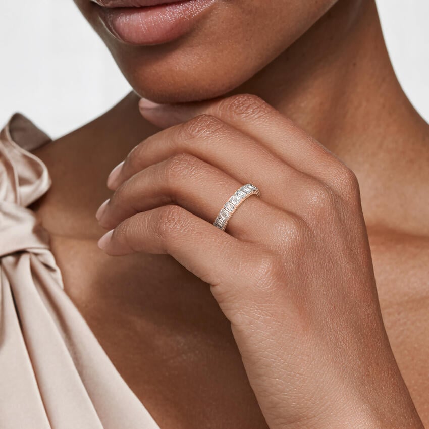 Semi-Bezel Emerald Cut Eternity Lab Diamond Ring (3 ct. tw.) Rose Gold 18k Eternity Band