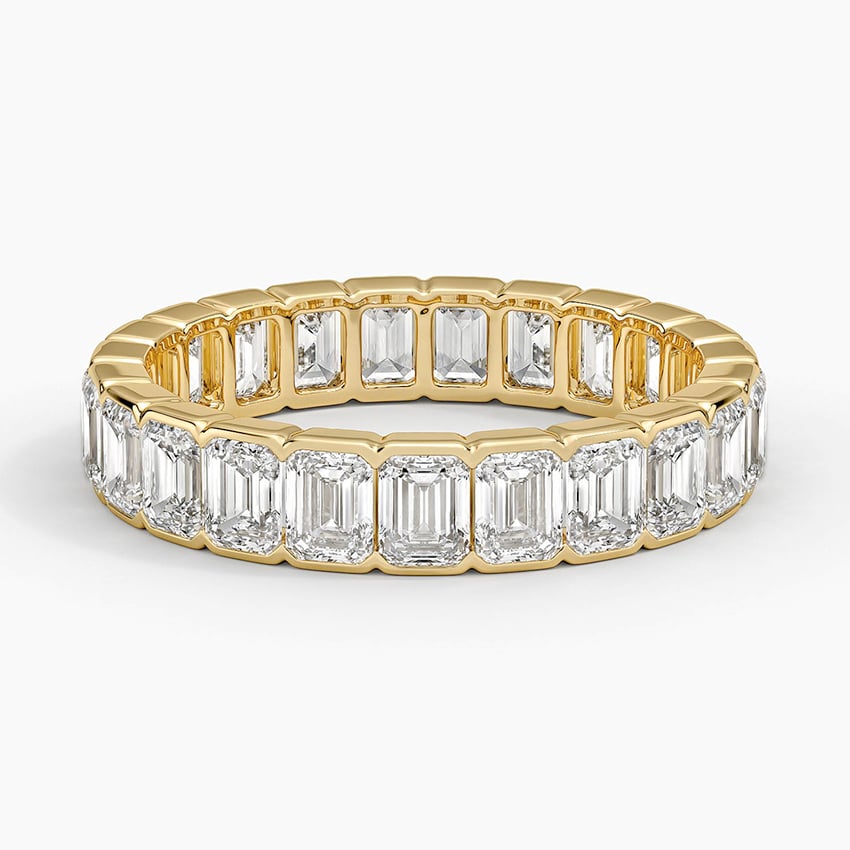 Semi-Bezel Emerald Cut Eternity Lab Diamond Ring (3 ct. tw.) Yellow Gold 18k Eternity Band