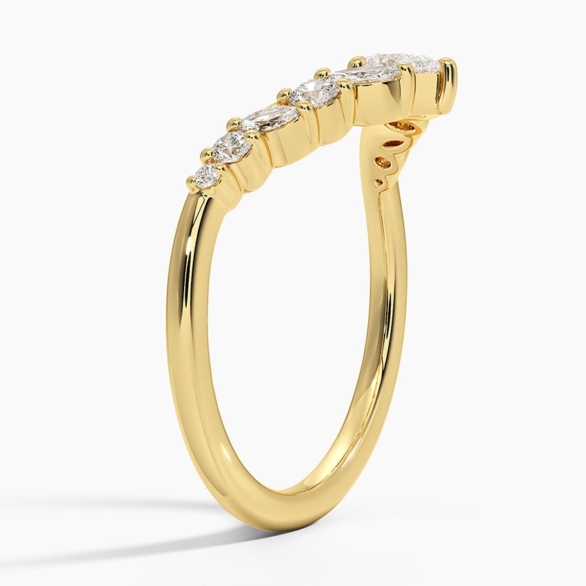 Floriana Contoured Diamond Ring Yellow Gold 18k Wedding Band