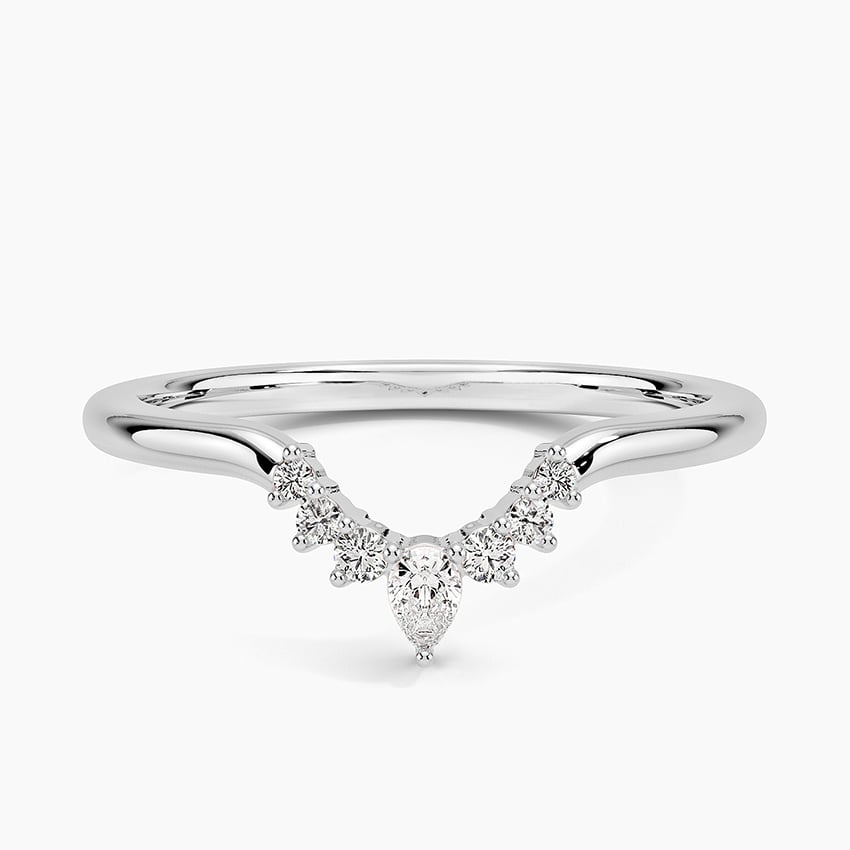 Lunette Diamond Ring (1/10 ct. tw.) Platinum Wedding Band