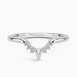 Lunette Sapphire and Diamond Contoured Ring White Gold 18k Wedding Band