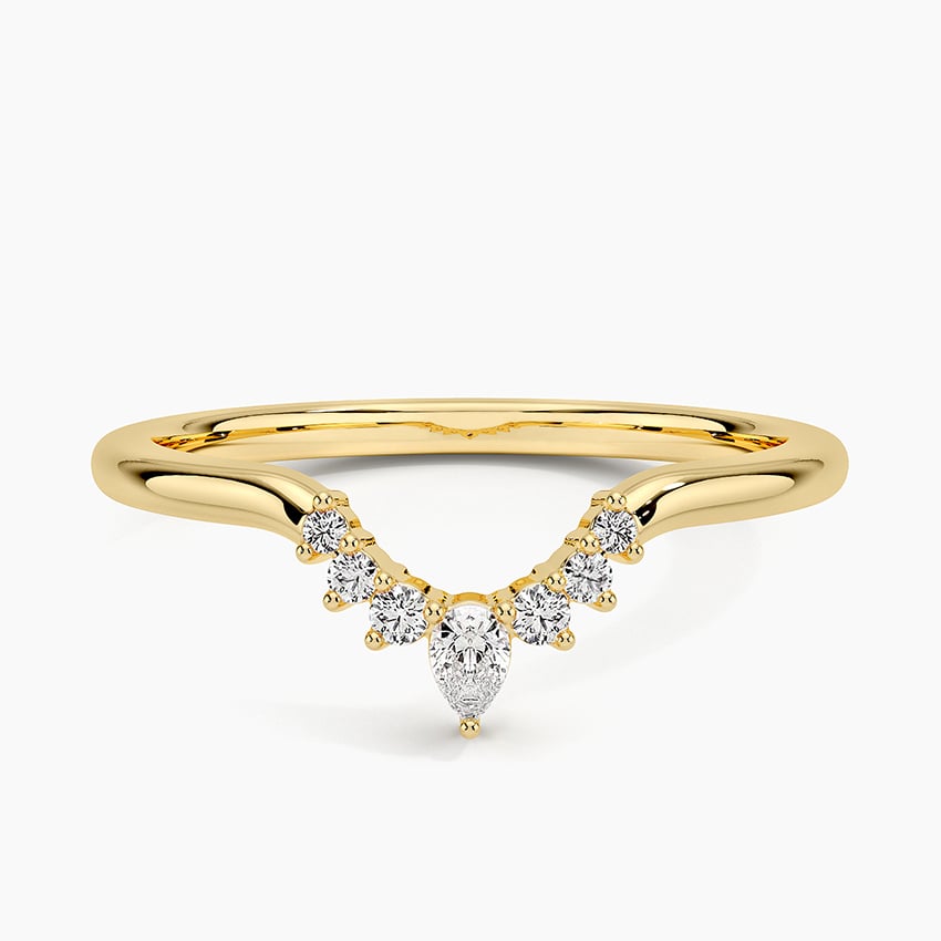 Lunette Diamond Ring (1/10 ct. tw.) Yellow Gold 18k Wedding Band