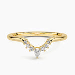 Lunette Sapphire and Diamond Contoured Ring Yellow Gold 18k Wedding Band