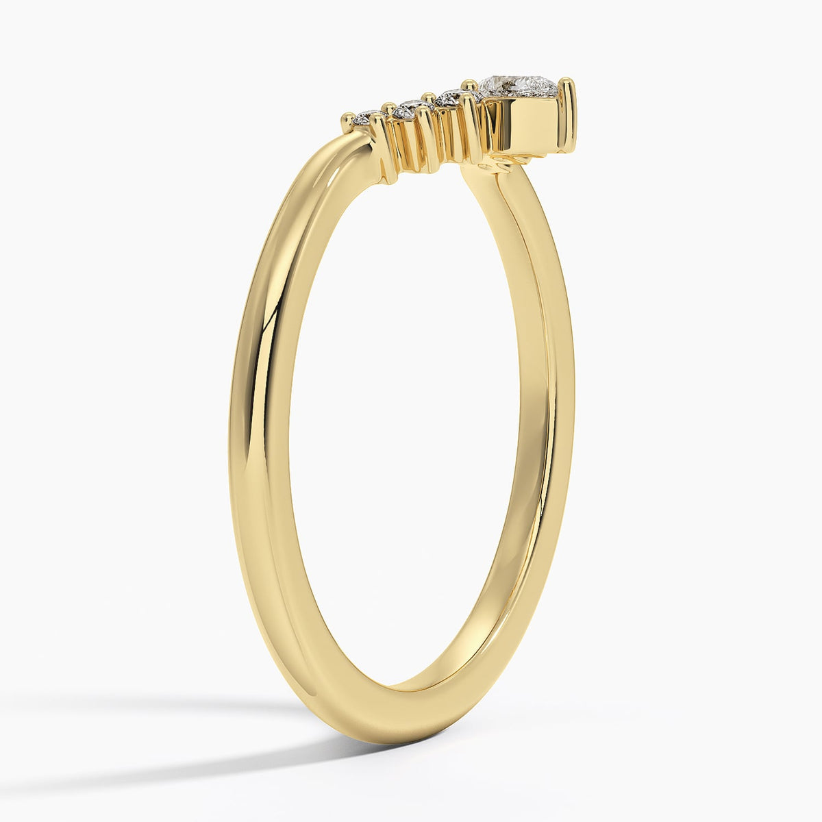 Lunette Diamond Ring (1/10 ct. tw.) Yellow Gold 18k Wedding Band