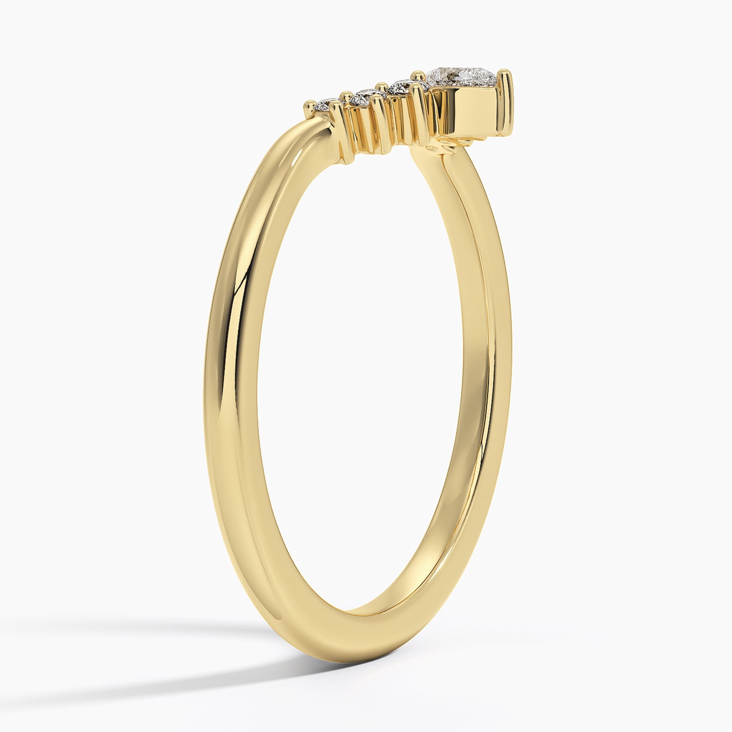 Lunette Diamond Ring (1/10 ct. tw.) Yellow Gold 18k Wedding Band