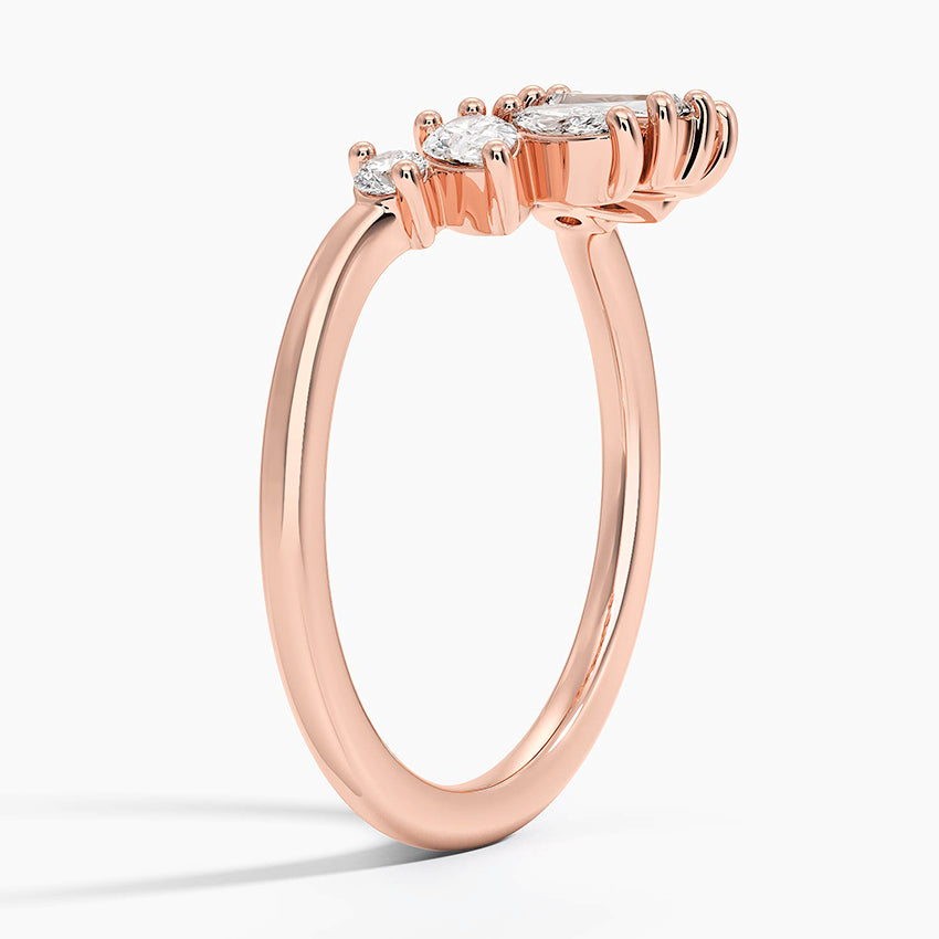 Mel Mixed Shape Contour Diamond Ring Rose Gold 18k Wedding Band