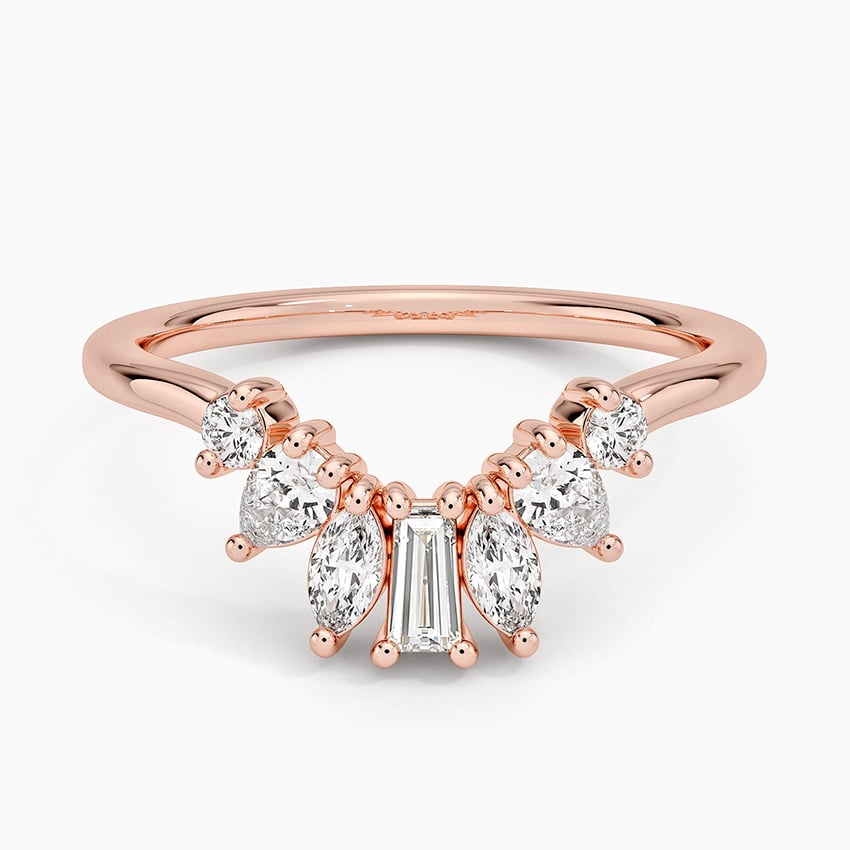 Mel Mixed Shape Contour Diamond Ring Rose Gold 18k Wedding Band