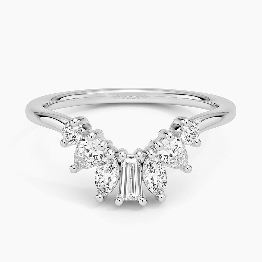 Mel Mixed Shape Contour Diamond Ring Platinum Wedding Band
