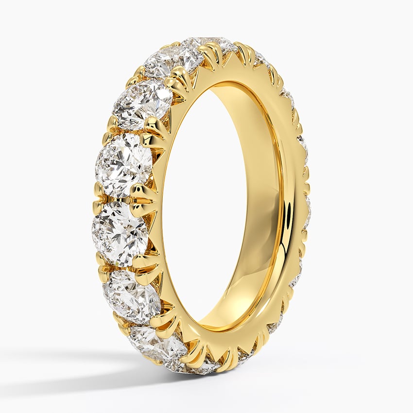 French Pavé Eternity Diamond Ring (4 1/2 ct. tw.) Yellow Gold 18k Eternity Band