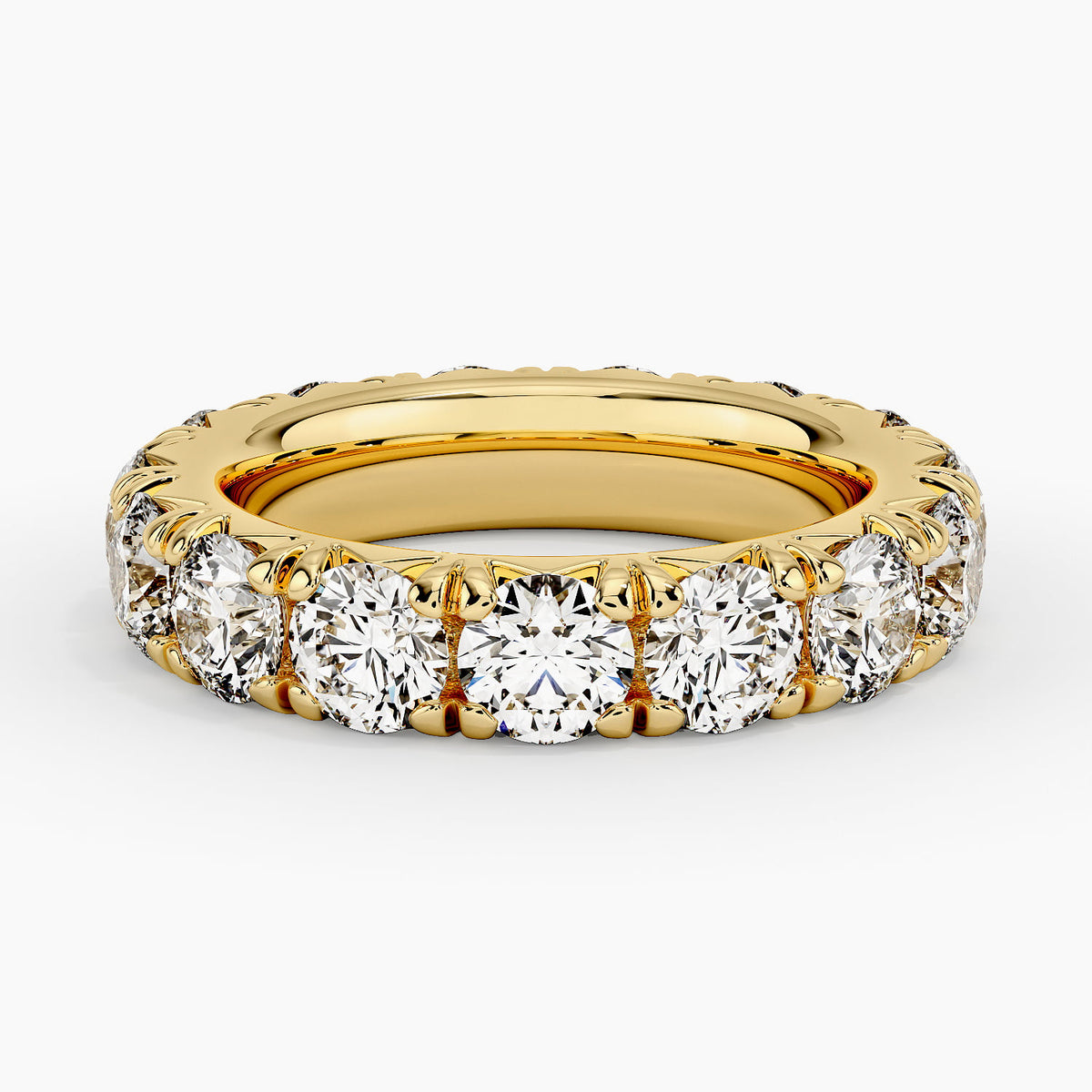 French Pavé Eternity Diamond Ring (4 1/2 ct. tw.) Yellow Gold 18k Eternity Band