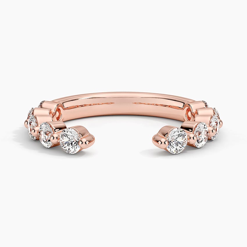 Monaco Diamond Open Ring Rose Gold 18k Wedding Band