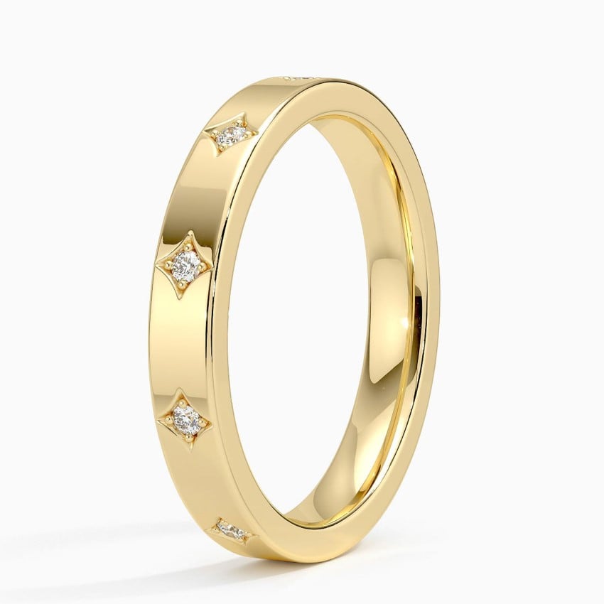 Elara 3mm Diamond Ring Yellow Gold 18k Eternity Band