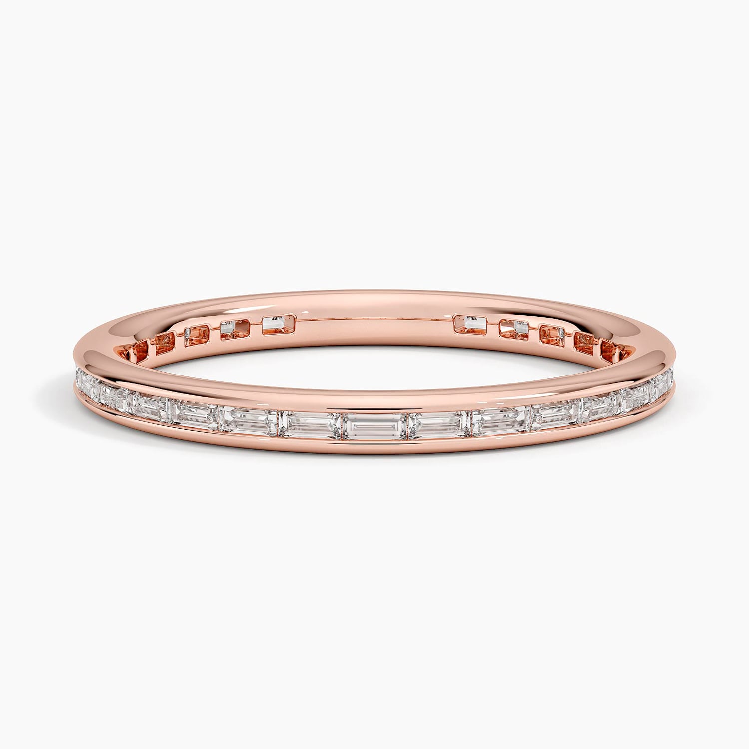 Tabitha Channel Set Baguette Eternity Lab Diamond Ring Rose Gold 18k Eternity Band
