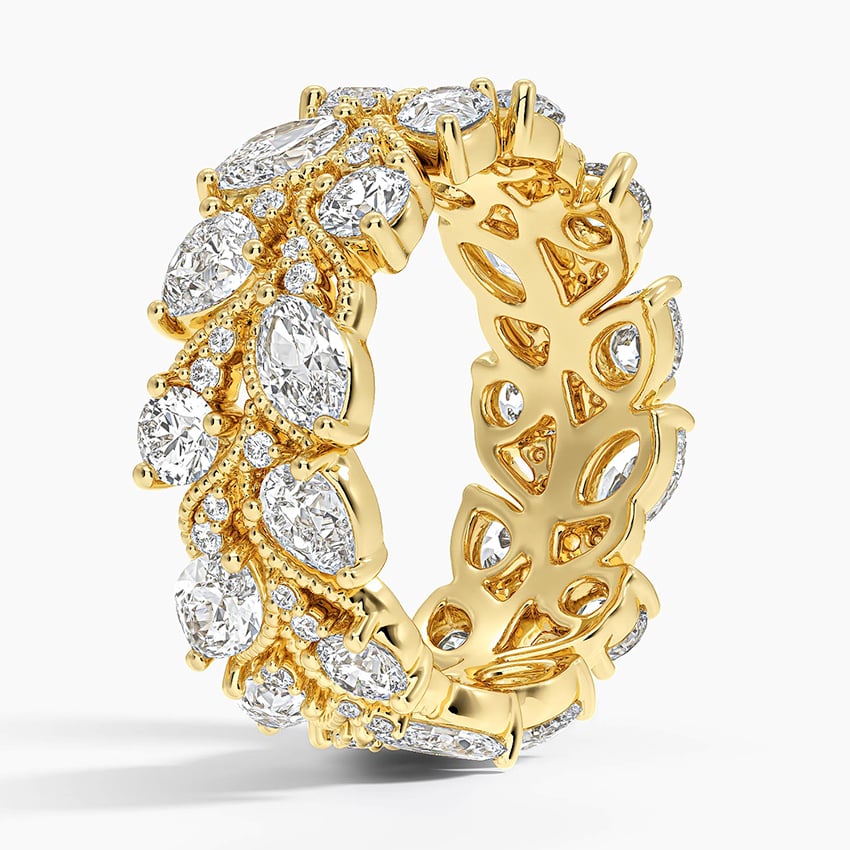 Camellia Eternity Diamond Ring Yellow Gold 18k Eternity Band