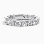 Elise Emerald Cut and Round Eternity Diamond Ring Platinum Eternity Band