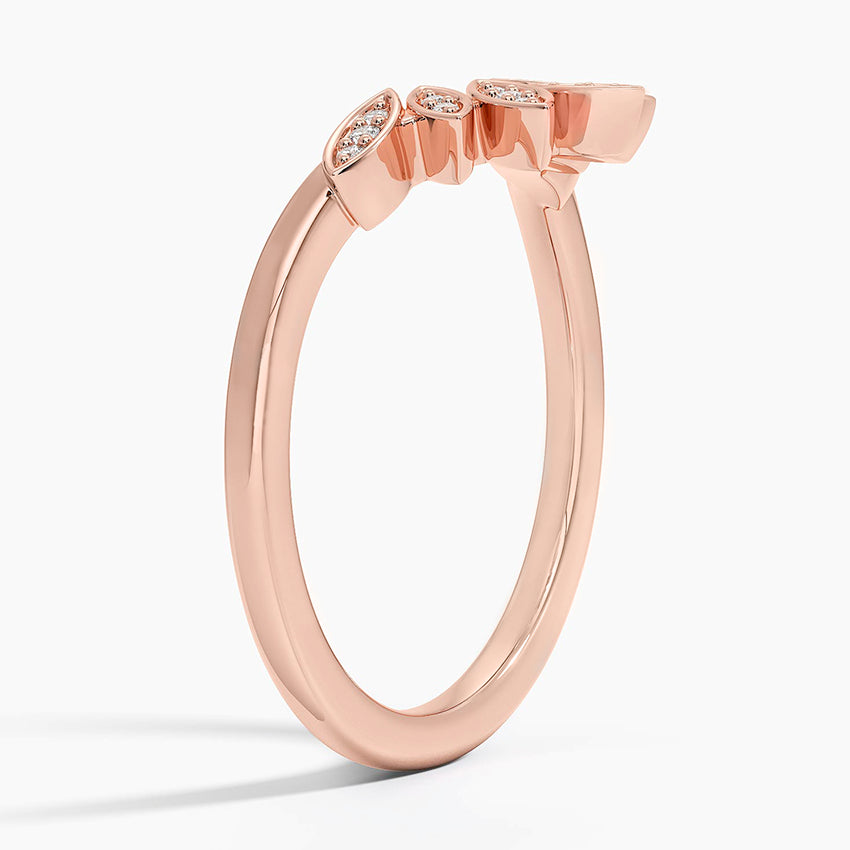 Petal Contour Diamond Ring Rose Gold 18k Wedding Band