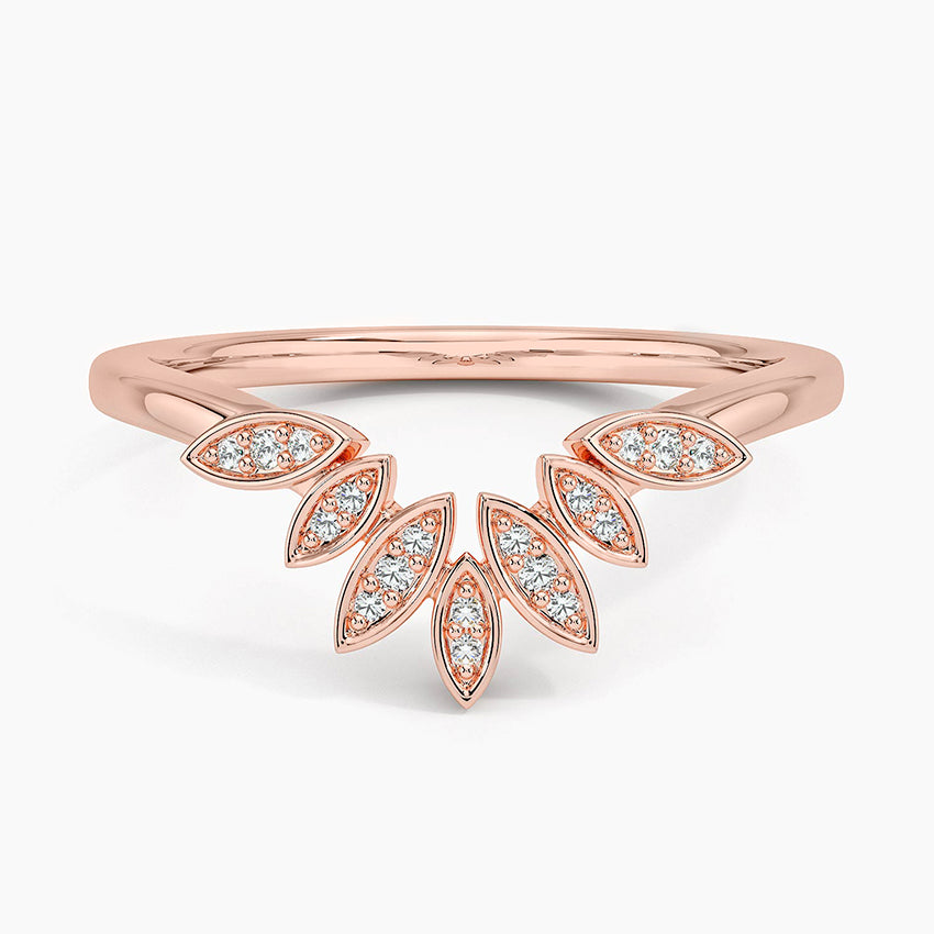 Petal Contour Diamond Ring Rose Gold 18k Wedding Band