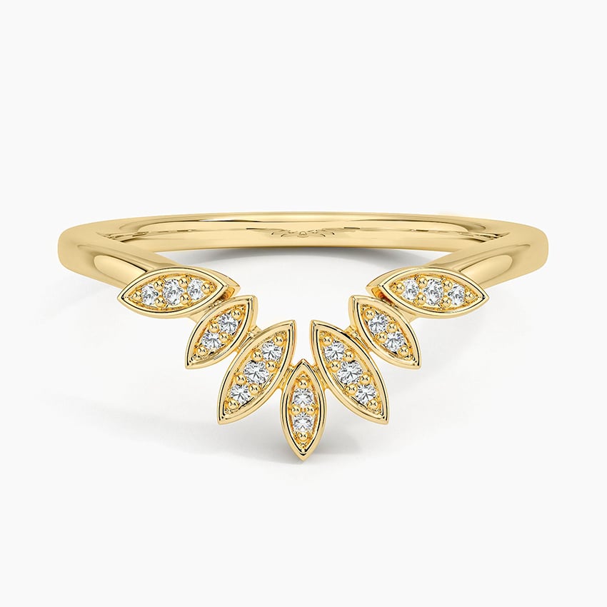 Petal Contour Diamond Ring Yellow Gold 18k Wedding Band