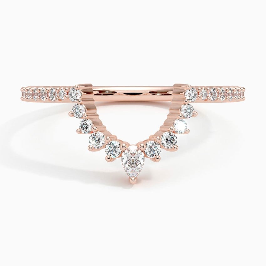 Luxe Elongated Lunette Diamond Ring (1/4 ct. tw.) Rose Gold 18k Wedding Band