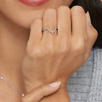 Luxe Elongated Lunette Diamond Ring (1/4 ct. tw.) Platinum Wedding Band