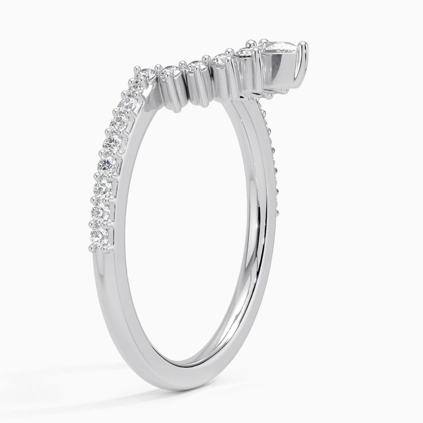 Luxe Elongated Lunette Diamond Ring (1/4 ct. tw.) Platinum Wedding Band