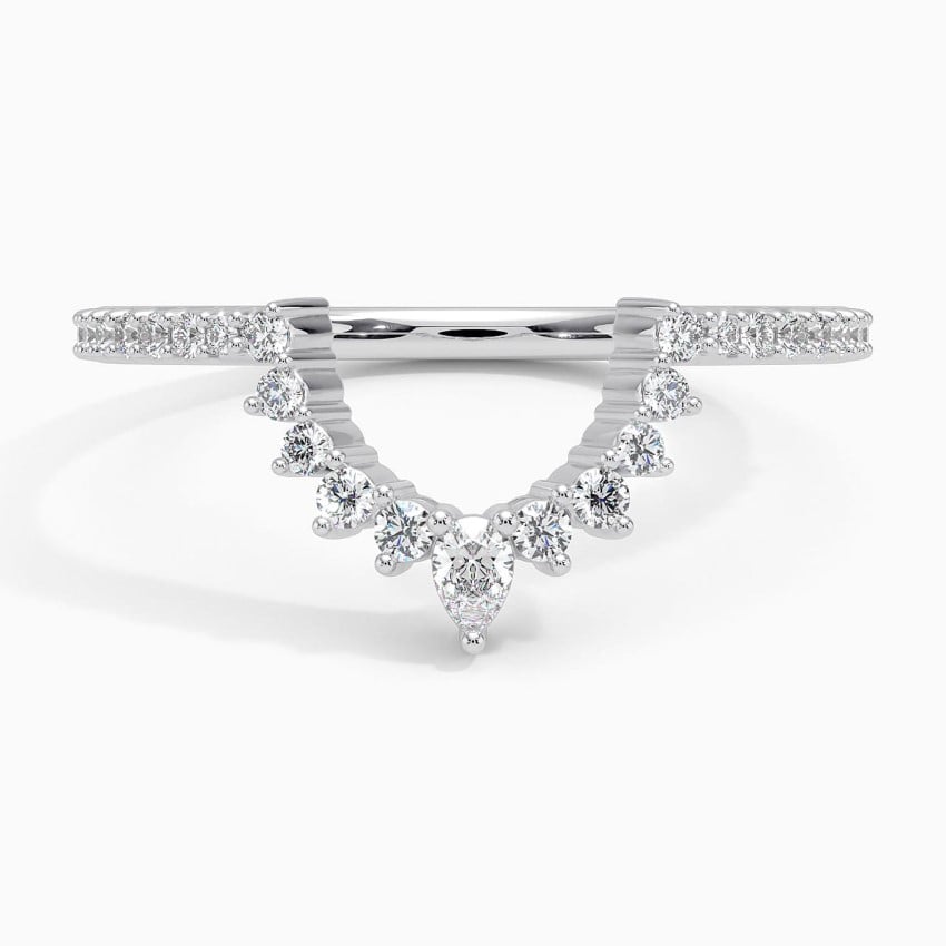 Luxe Elongated Lunette Diamond Ring (1/4 ct. tw.) Platinum Wedding Band