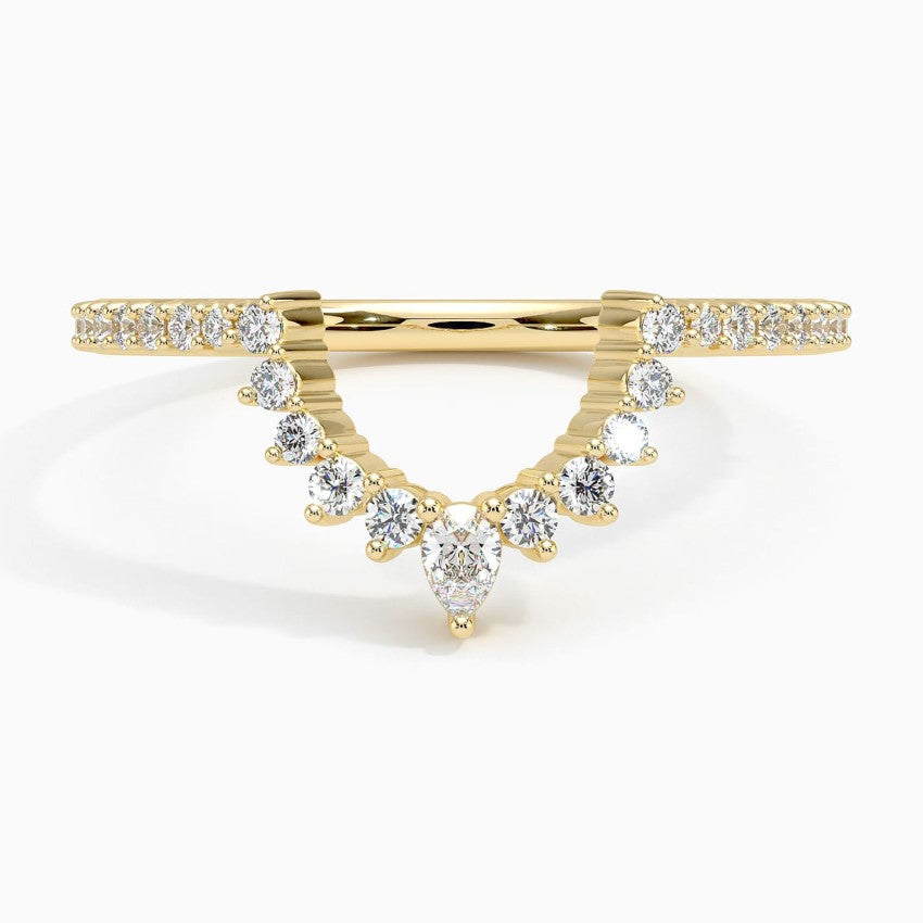 Luxe Elongated Lunette Diamond Ring (1/4 ct. tw.) Yellow Gold 18k Wedding Band