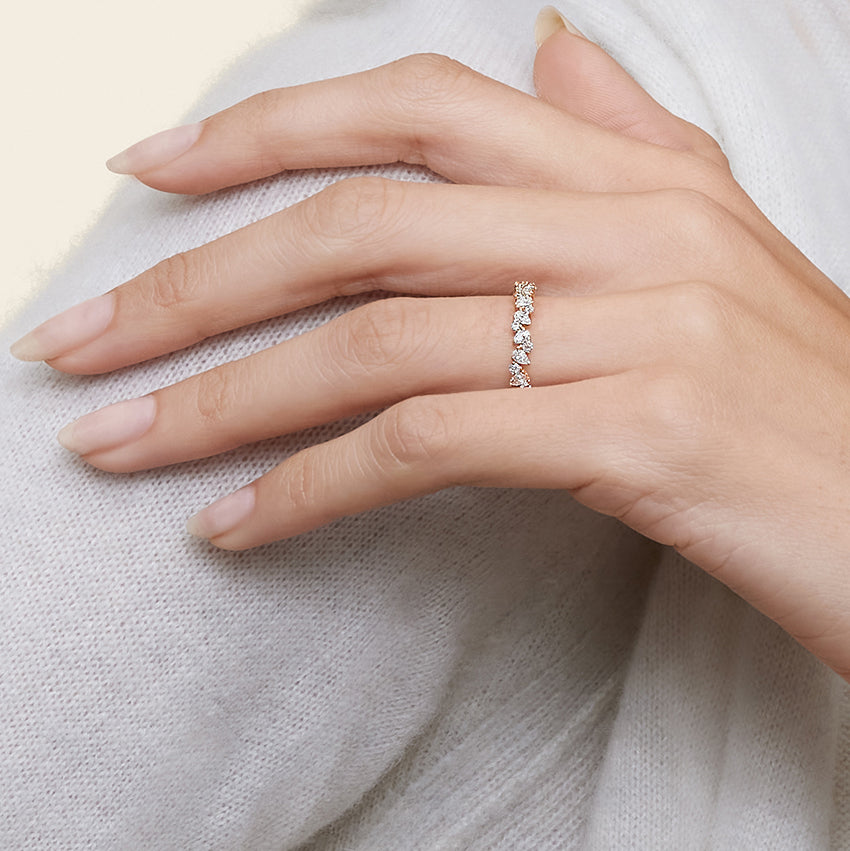 Olivetta Half Coverage Diamond Ring Rose Gold 18k Wedding Band