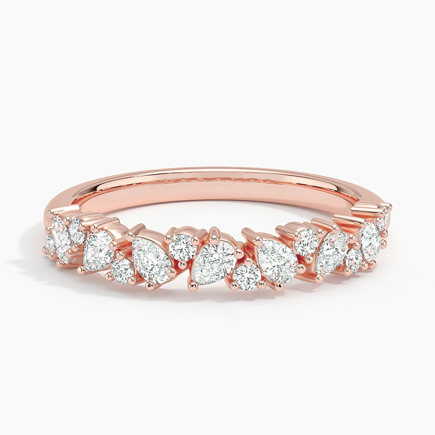 Olivetta Half Coverage Diamond Ring Rose Gold 18k Wedding Band