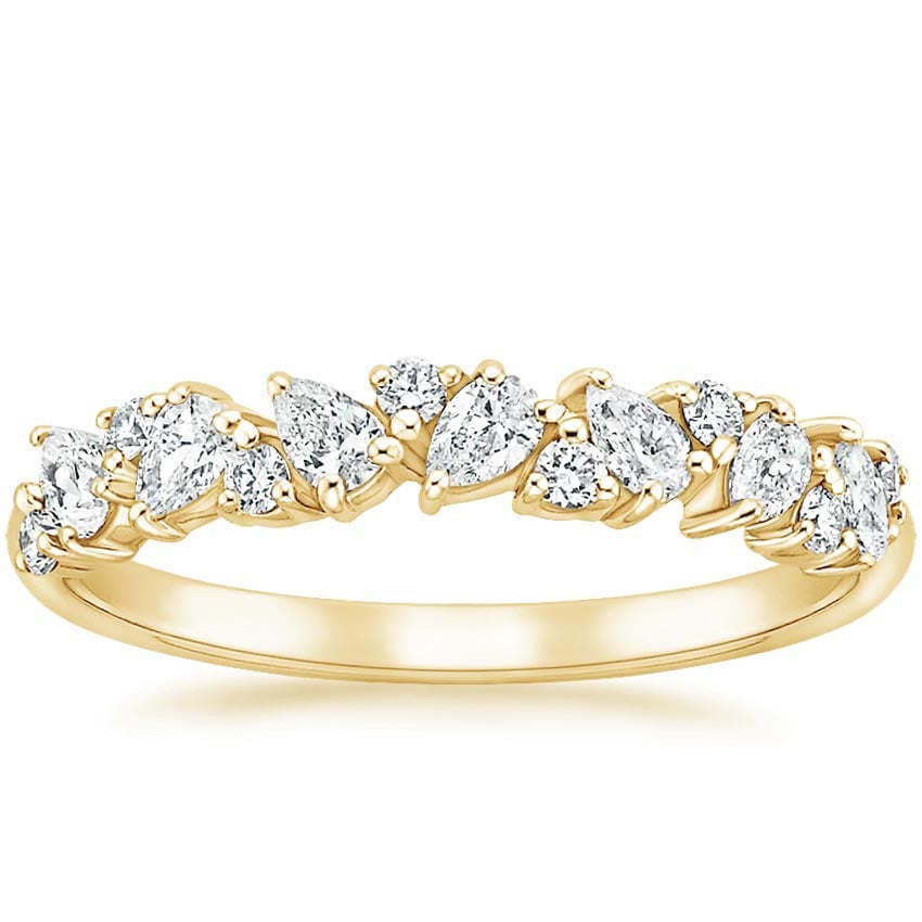 Olivetta Half Coverage Diamond Ring Yellow Gold 18k Wedding Band