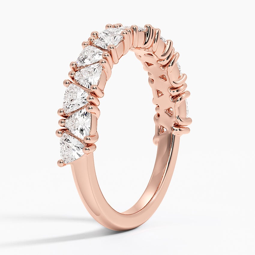 Trillion Cut Lab Diamond Ring Rose Gold 18k Wedding Band