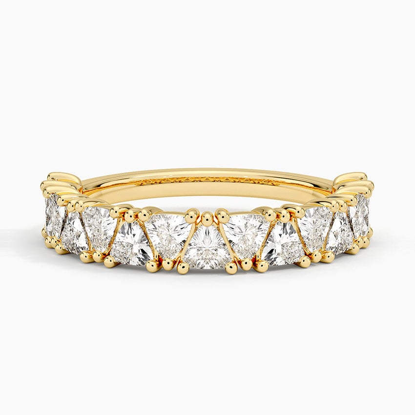 Trillion Cut Lab Diamond Ring Yellow Gold 18k Wedding Band