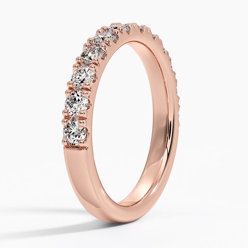 Lyric Scalloped Pavé Diamond Ring Rose Gold 18k Wedding Band
