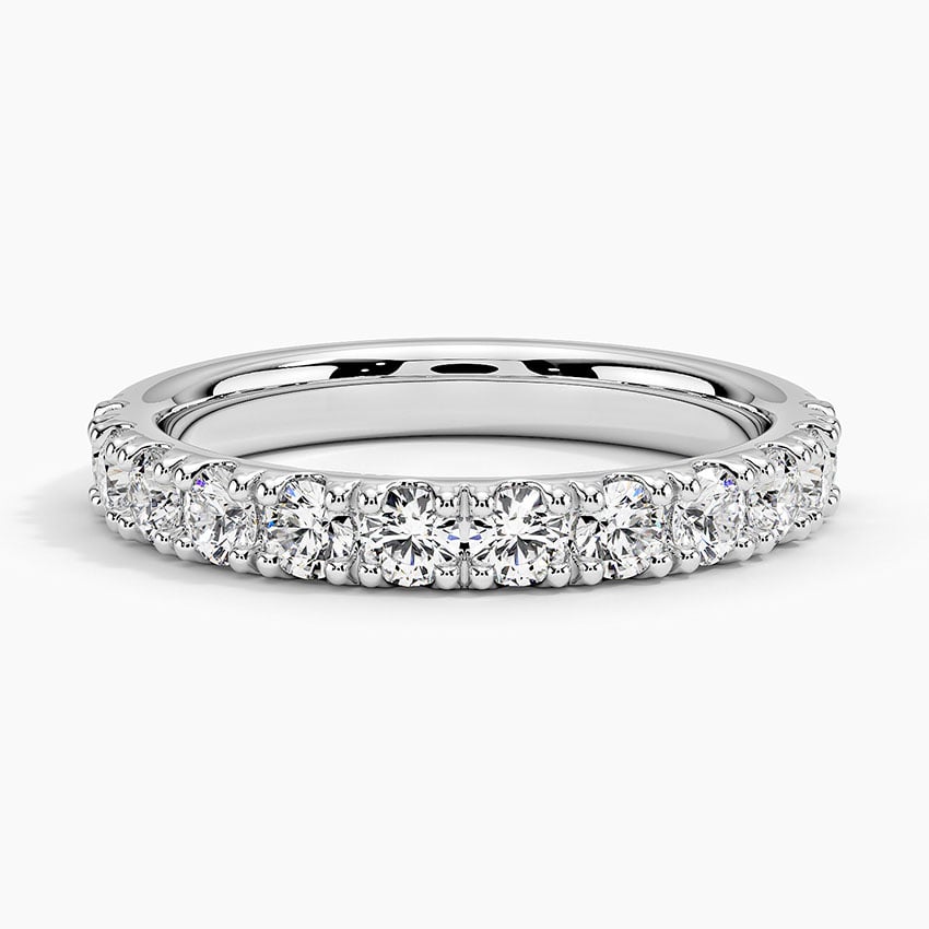 Lyric Scalloped Pavé Diamond Ring Platinum Wedding Band