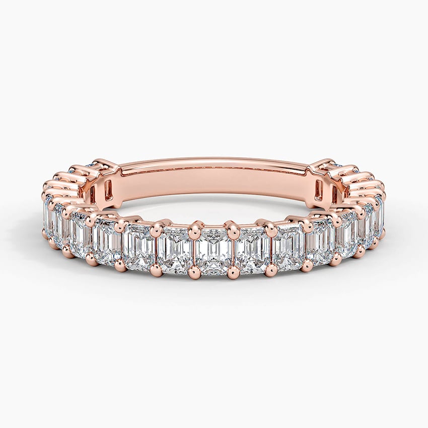 Emerald Three-Quarter Coverage Lab Diamond Ring (1 1/2 ct. tw.) Rose Gold 18k Wedding Band