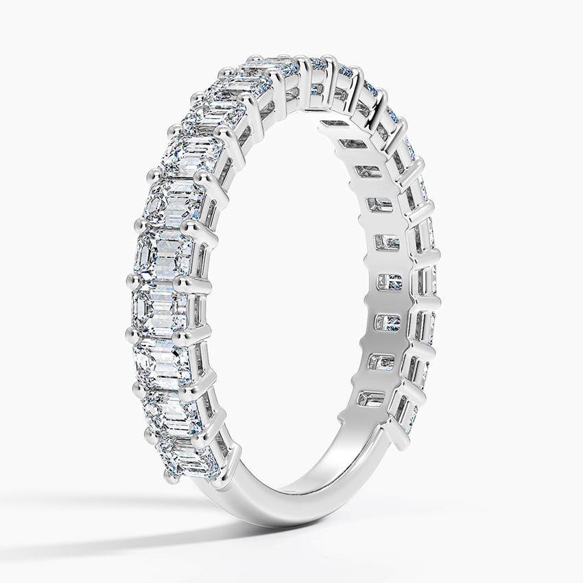 Emerald Three-Quarter Coverage Lab Diamond Ring (1 1/2 ct. tw.) Platinum Wedding Band