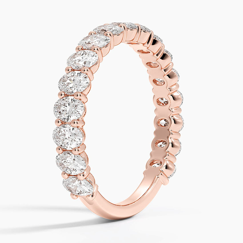 Oval Three-Quarter Coverage Lab Diamond Ring (1 1/2 ct. tw.) Rose Gold 18k Wedding Band