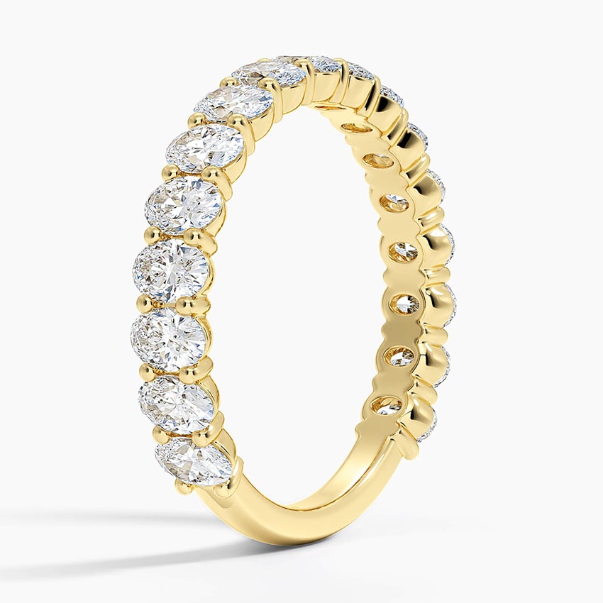 Oval Three-Quarter Coverage Lab Diamond Ring (1 1/2 ct. tw.) Yellow Gold 18k Wedding Band