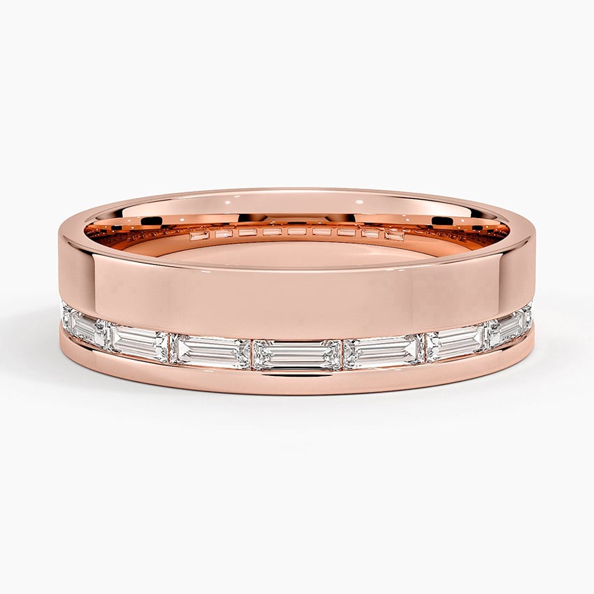 Austin Baguette Lab Diamond 5.5mm Wedding Ring Rose Gold 18k Wedding Band