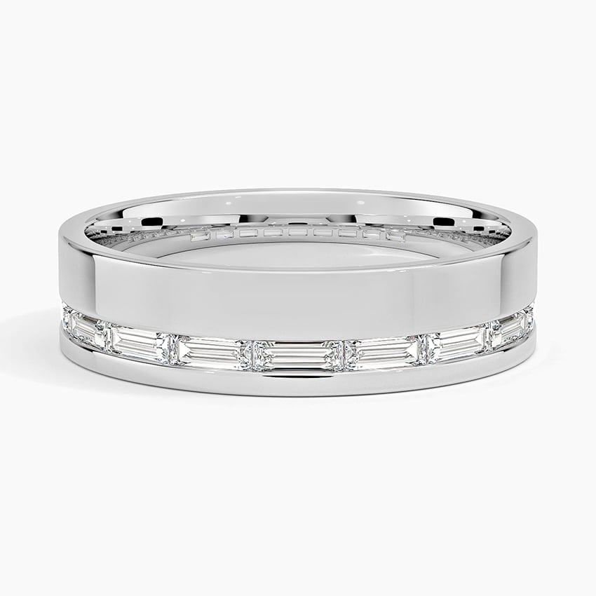 Austin Baguette Lab Diamond 5.5mm Wedding Ring Platinum Wedding Band