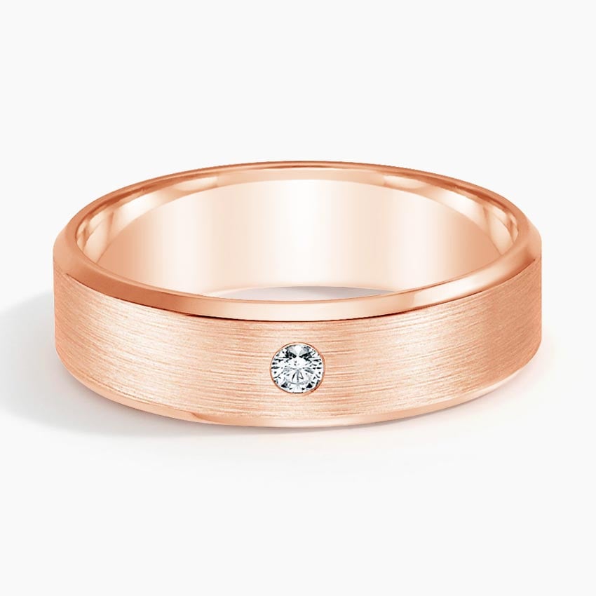 Borealis Diamond 6mm Wedding Ring Rose Gold 18k Wedding Band