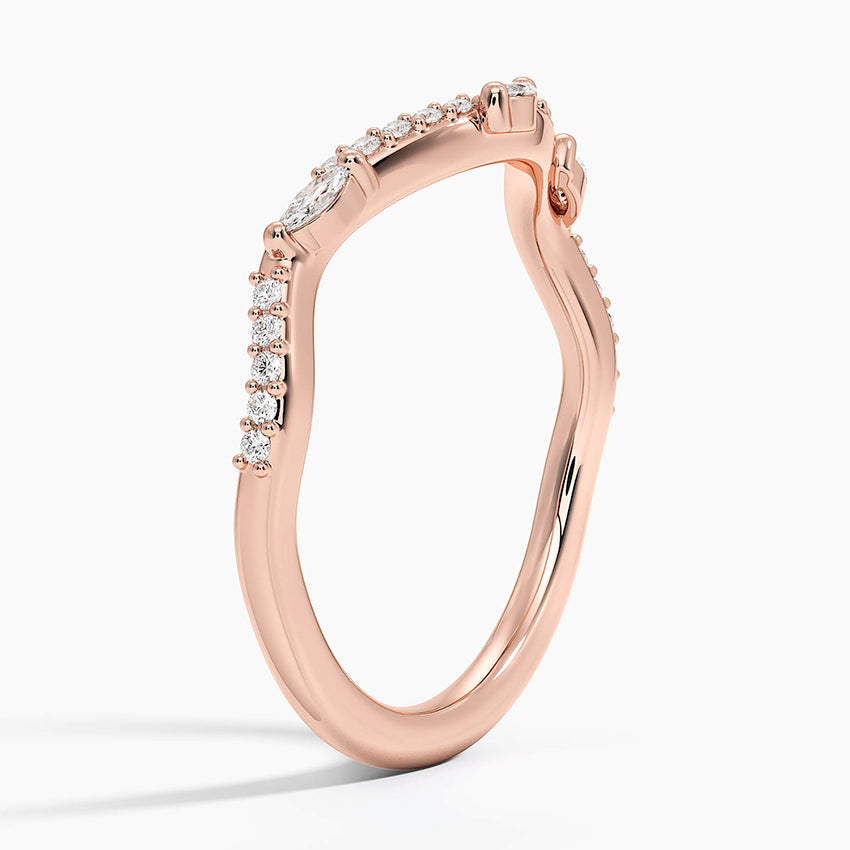 Luxe Willow Curved Diamond Ring Rose Gold 18k Wedding Band