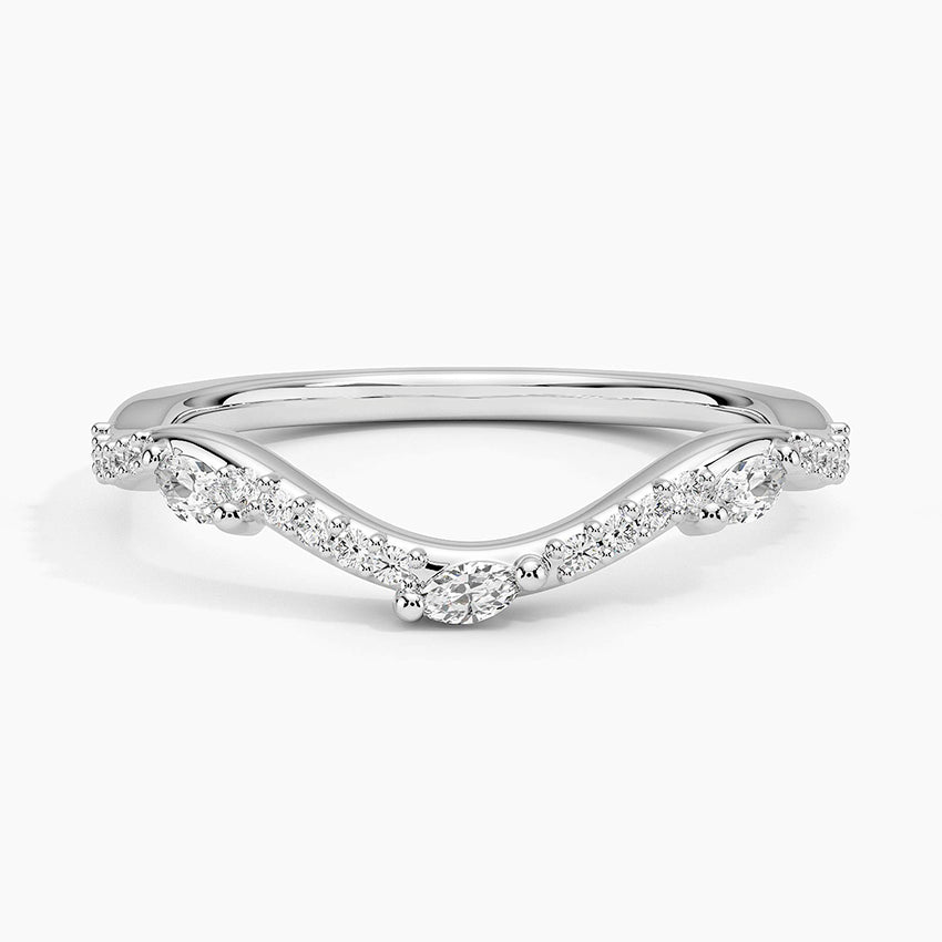 Luxe Willow Curved Diamond Ring Platinum Wedding Band
