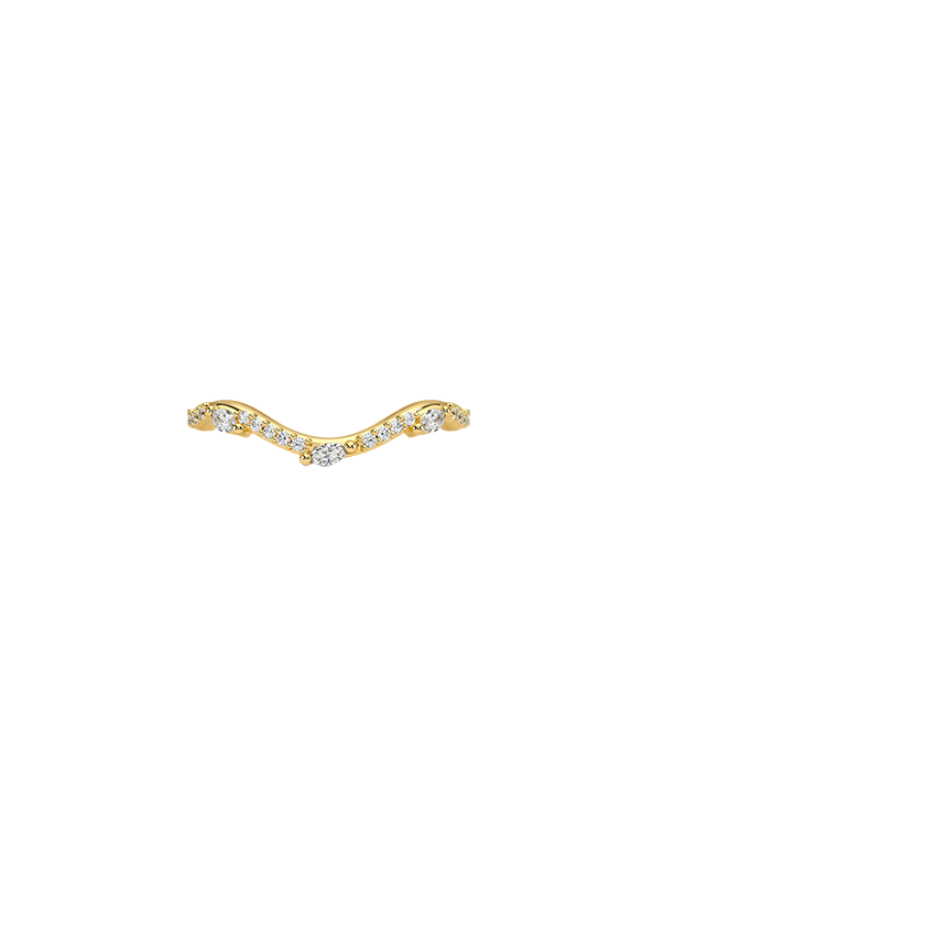 Luxe Willow Curved Diamond Ring Yellow Gold 18k Wedding Band